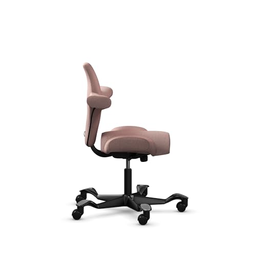 Image of HAG Capisco Standard Chair-Black Frame-Upholstered Pink Blush