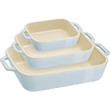 staub ストウブ 「 レクタンギュラー ディッシュ (14×11cm / 20×16cm / 27x20cm) 3点セット マカロンブル- 」 セラミック セット グラタン皿 オーブン 電子レンジ対応 【日本正規販売品】 Dish Z1025-100