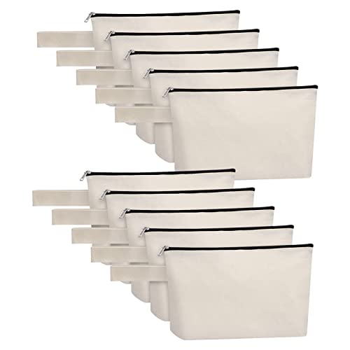 Sinzip 10 Pieces Cotton Canvas Makeup Bag With Bottom, Multi Purpose Cosmetic Bag With Zipper Mn-Wb07 Wb07 #TOP13