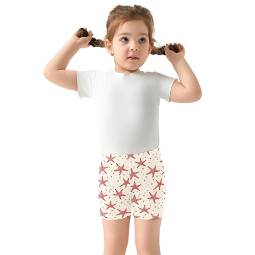 Starfish Red Prints Pattern Girls Shorts Elastic Waist Sports Shorts Girls Leggings Pants for 4-10 Years3