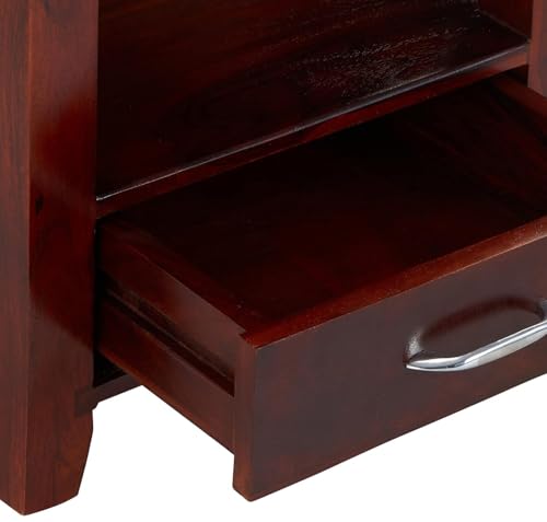 Image of Amazon Brand - Solimo Solid Sheesham Wood Anngin Bedside Table with 1 Drawer and Shelf for Home and Office (Honey Finish)