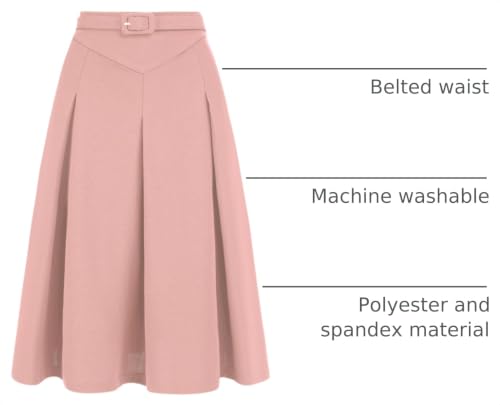 Image of Allegra K Women's Office Work Skirts Belted Waist Midi A-Line Pleated Skirt