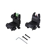Fiber Optic Sights,Flip Up Front and Rear Backup Sights & Red Green Fiber Optics Dots,Tool-Free Adjustable Front Sight Rapid Transition