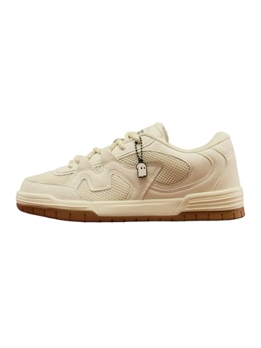 Image of The Souled Store UBZ NXT: Off White Men and Boys Low Top Sneakers Premium Suede Trainer Breathable Mesh Cushioned Midsole Gum Sole Lace Up Closure Lightweight Streetwear