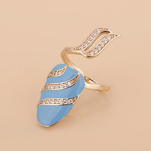 Xerling Gold Finger Nail Rings for Women Dainty Rhinestone Nail Cap Cover Ring Aesthetic for Teen Girls Decorative Fingertip Rings Zircon Crystal Rings (Type A-Blue)4