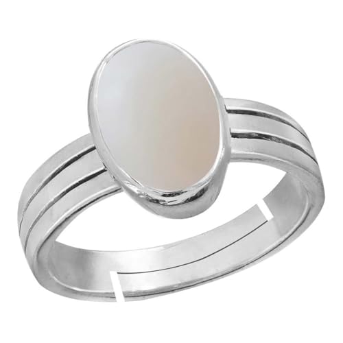 Image of Clara Opal 6.5cts or 7.25ratti stone Sterling Silver Adjustable Ring For MEN
