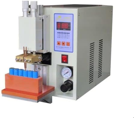 Canglan Technology PR30 Microcomputer Dual Pulse Pneumatic Battery Spot Welder, showing the main unit with a battery pack fixture.