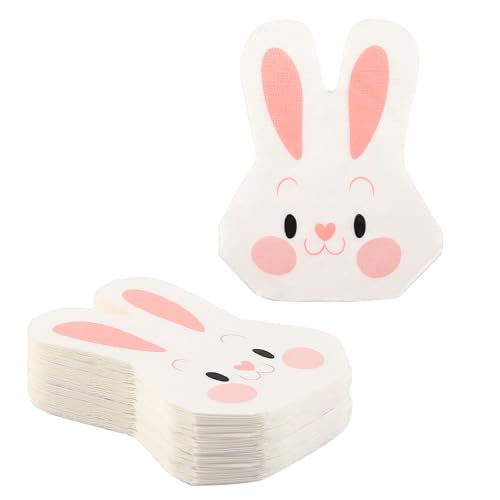 Easter Napkins Disposable - 50 PK - Bunny Paper Napkins Rabbit Cocktail Napkins Table Decorations Dcor Party Favors Paper Goods Party Supplies