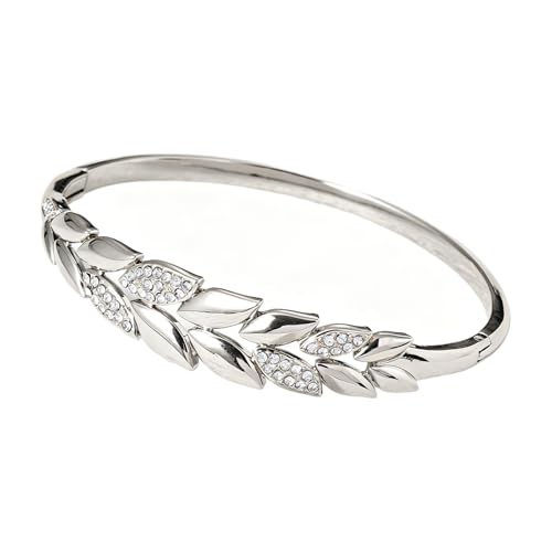 Beydodo Bracelet Rigide Argent Femme, Bracelet Épi de Blé Zirconium Diamètre 6 cm, Bijoux pour Noces de Froment