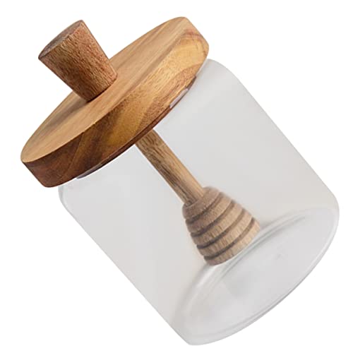 GLEAVI Elegant Glass Honey Pot with Lid Dipper Honey Dispenser for Home Parties and Kitchen Use Airtight Storage and Syrup Unique Design