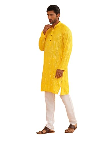 Sojanya (Since 1958 Men'S Pure Cotton Grey Designer Kurta And White Churidar Pyjama Set