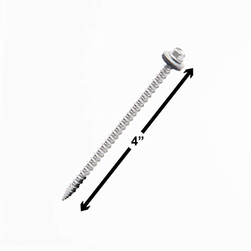 Metal Roofing Screws #10 (250 Count) Painted Hex Head Screw With Edpm Washer. Self Starting Metal To Wood Siding Screws. Free Magnetic Driver With Order! (4 Inch, Zinc, 250) #TOP3