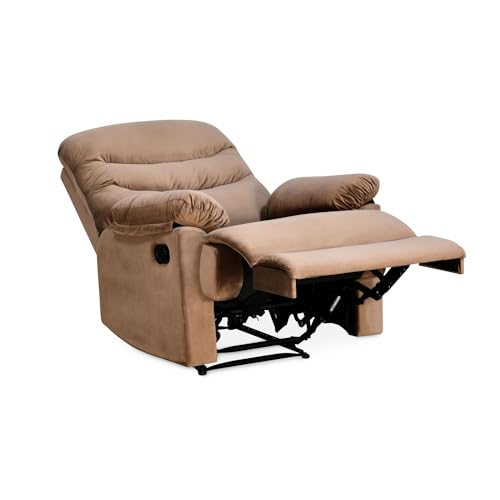 Image of Nilkamal Skelton Wood 1 Seater Upholstered Recliner with Pocket Spring (Color - Brown; Delivery Condition - Knock Down)