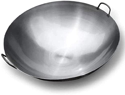 Wok de hierro fino con mango de acero inoxidable