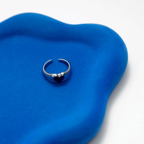Image of Jewelry Dish Trinket Tray for Women, Ring Dish Holder, Unique Cloud Shape Ceramic Plate Cute Things Vanity Aesthetic Room Decor Mother's Day Birthday (Klein Blue)