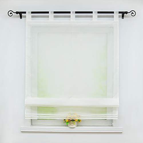 Solid Color Roman Shades Tab Top Window Treatment Adjustable Windows Curtain For Kitchen Bedroom, 1Pc(Beige, W39 X H61 Inch) #TOP16