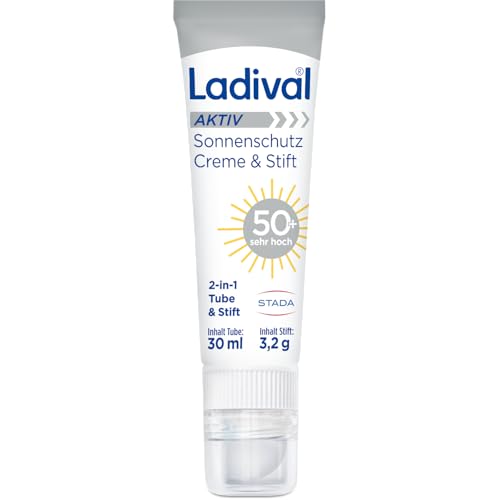 Ladival Aktiv Sonnenschutz Creme und Stift LSF 50+ - Sonnencreme für Gesicht und Lippen, praktischeâ€¦ – Miniatur