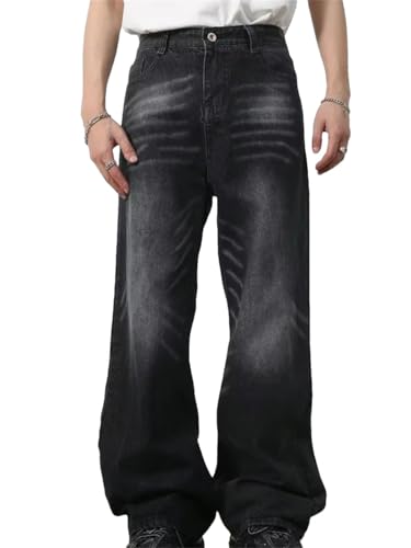 Men's Jeans Wide Leg Classic Daily Denim Pants Waist Cargo Harajuku Jeans Loose Trousers