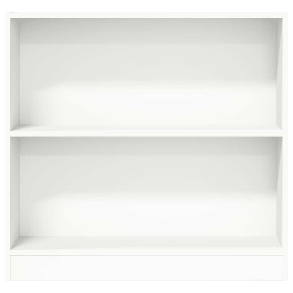 Bücherregal Weiß aus Holzwerkstoff 80x24x75 cm, 2-Fächer-Design, stabiles Aufbewahrungsregal, vielseitiges Wand- und Büroregal für Bücher, Cubes und Dekoration