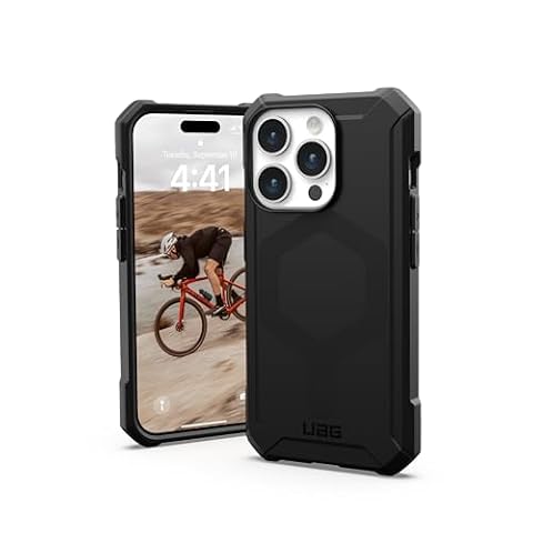 URBAN ARMOR GEAR UAG etui kompatybilne z iPhone 15 Pro etui 15.5 cm Essential Armor czarne wbudowany magnes kompatybilne z ładowaniem MagSafe, wytrzymałe etui ochronne klasy wojskowej odporne na