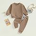 Tiaham Baby Boy Clothes Girl Outfits Fashion Sweatshirt Sweat Pant Kids Toddler Tops Pant Sets (Coffee, 12-18 Months)