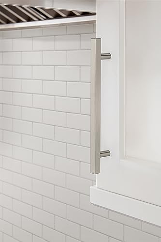 Image of Amerock 10 Pack 6-5 /16 inch Bar Pulls Square Satin Nickel Drawer Pull