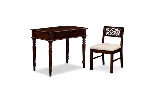 Image of Study Table with Chair for Students Study Desk Table Office Table for Work from Home Writing Office Desk Computer Desk (Dark Walnut)