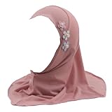 Modest Beauty Girls Muslim Hijab Arab Scarf Islamic Headscarf for Kids with 3 Flowers