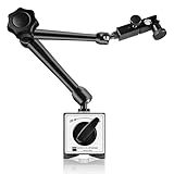 Brown & Sharpe Industrial-Strength Adjustable Magnetic Base Stand for Digital Dial Indicator, Heavy Duty Dial Gage Holder with Swivel clamp, Fine Adjustment, Quick Release