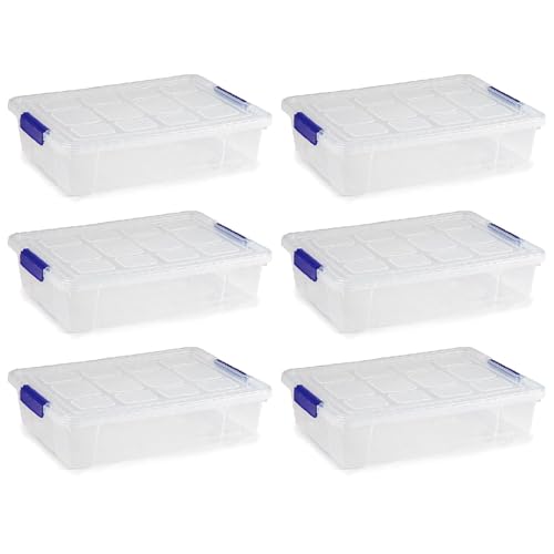 AC   Pack de 6 Cajas de ordenación de plástico Transparente. Contenedor de Almacenamiento para Guardar Libros, Ropa, Mantas   Fabricadas en España   5 litros   9 x 37 x 26 cm