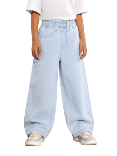 Image of KiddoPanti Boys Baggy Jeans | Stretch Denim Wide Leg Jeans | Elastic Waist Casual Denim Pants | Cotton Blend Loose Fit with 4 Pockets | Kids Street wear | 2-14 Years