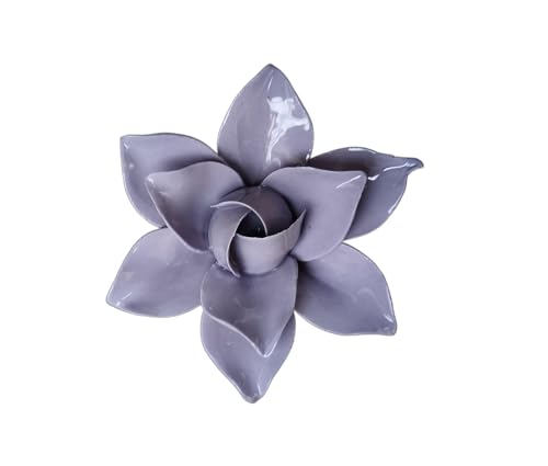 Image of Ceramic Flower Wall Art Decor, Artificial Flower Wall Sculpture,Handmade Ceramic Flowers for Home,Hallway,Living Room, Kitchen,Bathroom (Purple,Magnolia, 2.76 inch)