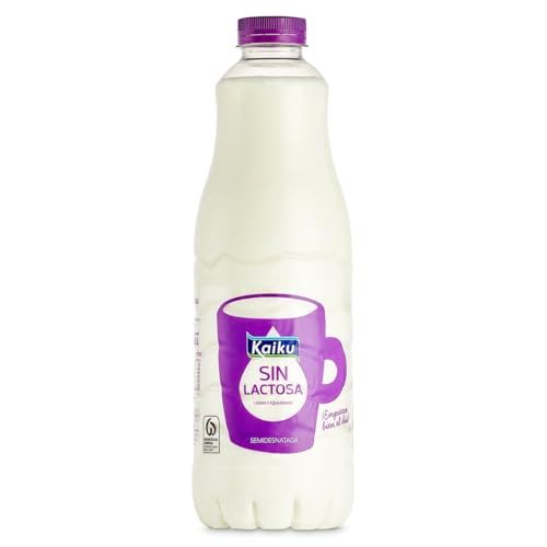 KAIKU SIN LACTOSA - Leche Semidesnatada UHT Sin Lactosa 1,5 L, Ligera y Digestiva, Origen España, Botella Transparente con Protección UV, Formato Familiar, Ideal para Desayunos y Recetas