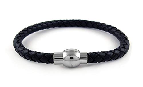 Yeidid International Stainless Steel Leather Bangle Bracelet, Leather Bangle Bracelet for Men, Magnetic Clasp Wristband Bracelet, Braided Leather Braclet (Black Magnetic) Yeidid International Stainless Steel Leather Bangle Bracelet, Leather Bangle Bracelet for Men, Magnetic Clasp Wristband Bracelet, Braided Leather Braclet (Black Magnetic)