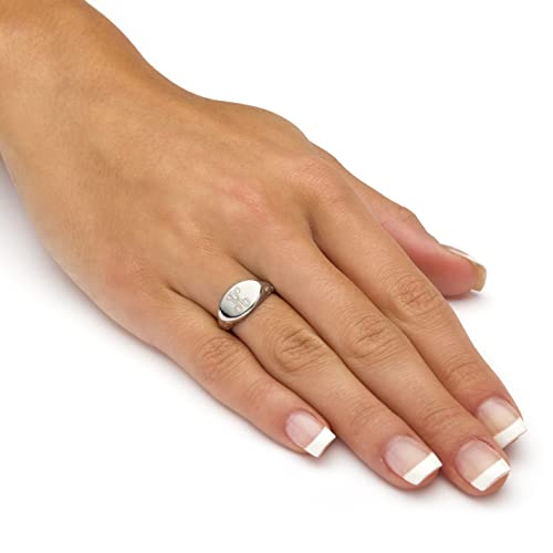 PalmBeach Stainless Steel Engraved Initial Signet Ring Sizes 5-10 Size 7