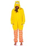Sesame Street Big Bird Adult Onesie Pajama β Hooded Fleece Costume Union Suit with 3D Face Design (Big Bird, Small/Medium)