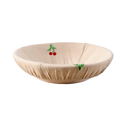 WAITER TREE Peddigrohr Gärkörbchen rund-Ø 30cm, hochwertiges Gärkorb mit waschbarem Leineneinsatz, Brot backen Zubehör für 1,5kg, Brotbackkörbchen zum Anrichten, Gärkorb für luftige Kruste Cover