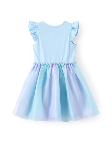 Image of Disney Princess Frozen Elsa Minnie Stitch Toddler Girl Tulle Tutu Dress Ruffle Sleeve Mesh Summer Birthday Party Clothes 2-9Y