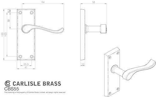 Carlisle Brass Victorian Scroll Lever on Face-Fix Backplate - Latch in Polished Chrome - Image 2