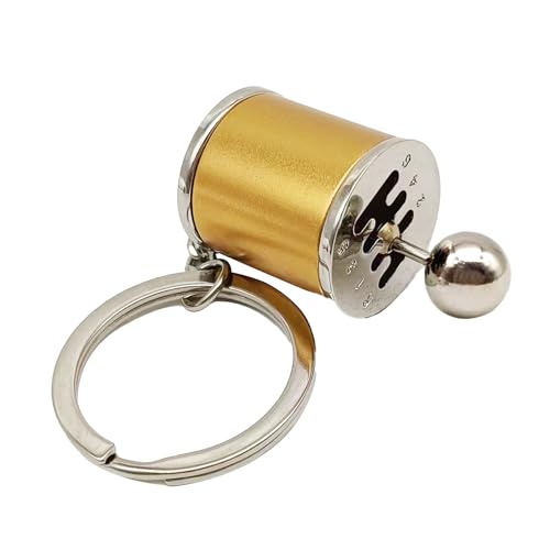 Image of stymart Keychain, 6 Speed Gear Box Shifter Keychain (Yellow), Moveable Gearshift Lever, Car Enthusiasts Accessory