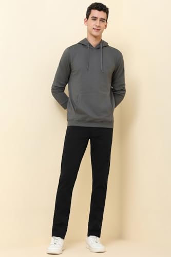 Image of Allen Solly Men's Classic Cotton Solid Hooded Sweatshirt with Kangaroo Pockets