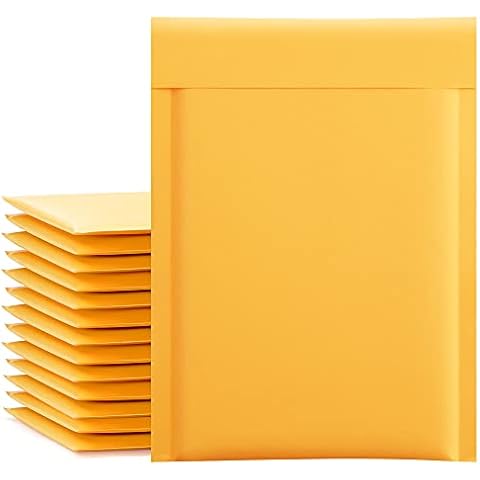 UCGOU Kraft Bubble Mailers 6x10 Inch 50 Pack Yellow Padded Envelopes #0 Small Business Mailing Packages Self Sealing Tear Resistant Boutique Bulk Mail Shipping Bags for Jewelry Makeup Supplies Cover