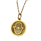 Collar de plata de ley 925 de 24 mm | Cadena de 45 cm | Fátima | Colgante de Fátima | Amuleto de Fátima | Protección y suerte | Para mamá | Baño de oro | L_01418