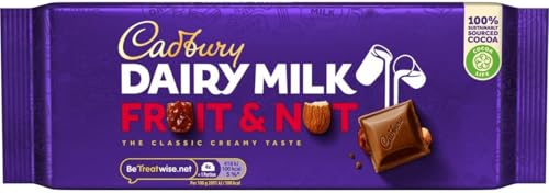 Cadbury Dairy Milk Fruit & Nut Chocolate Bar, The Classic Creamy Taste With Fruit & Nut Pieces, 110 g (Pack of 1)