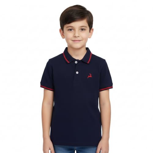 Image of Cloth Theory Boys Cotton Polo T-Shirt for Kids Regular Fit Half Sleeve Casual Summer Polo Neck T-Shirt