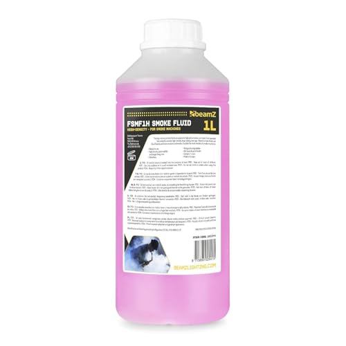 beamz FSMF1H High-Density Smoke Machine Fluid 1L – Premium Fog Juice Liquid for DJ Events, Party Atmosphere, Stage & Theatre Special Effects, Non-Toxic, Odourless, Eco-Friendly, Pink Colour