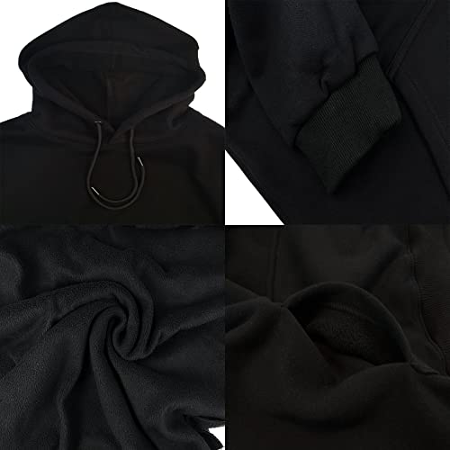 Ijarl Men's Fleece Pullover Hoodie, Heavyweight Hoodie Winter Casual Hooded Sweatshirt Long Sleeve Drawstring With Pockets Black 3X-Large #TOP4