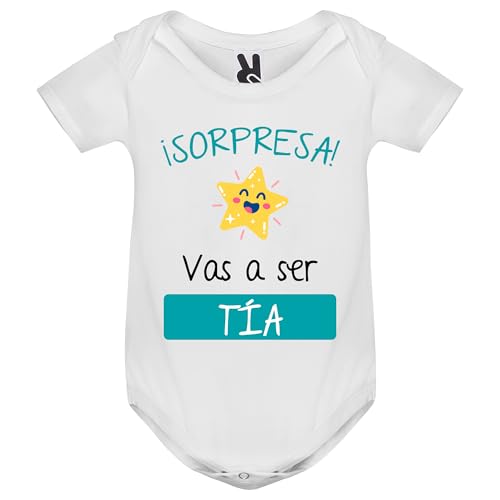 Traineando VAYACAMISETA | Body bebé anuncio embarazo - Para regalar a Abuelos, Tíos - Regalos sorpresa (TÍA, 3 MESES)