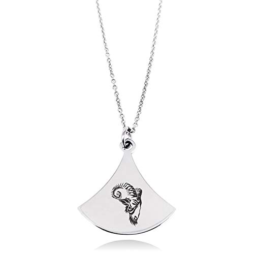 Stainless Steel Celestial Satyr Goat Pendulum Curved Triangle Charm Pendant Necklace