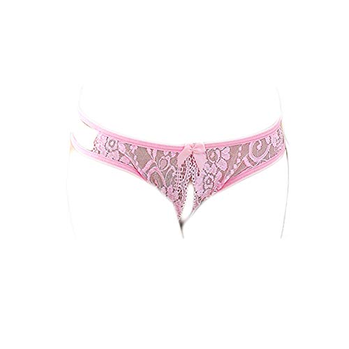 KHUFUZI Lingerie pour femme, sexy, sous-vêtements en dentelle, culotte string mignon, idéale comme cadeau pour une amie, Rose, M